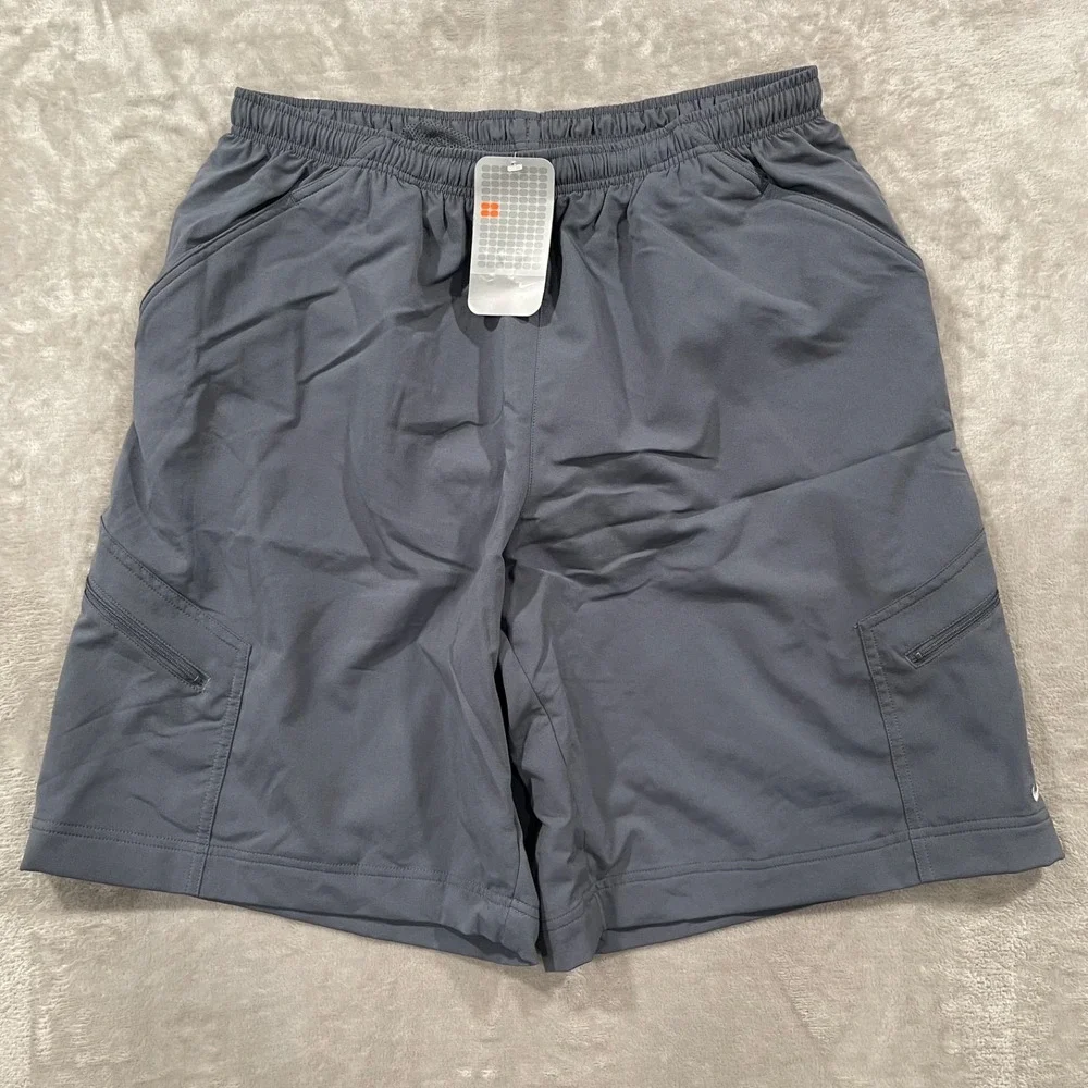 Vintage Nike Swim Trunks Mens XXL Gray Mesh Lined Cargo Pockets Shorts Y2K‎ NEW